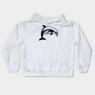 Stick Figure of a Dolphin in Black Ink Kids Hoodie